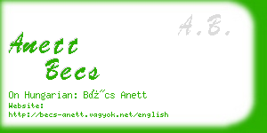 anett becs business card